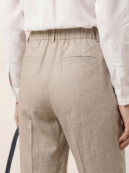 Linen Tailored Straight Cropped Pants LOGAN